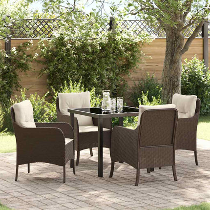 Have Spisebordssæt med pude 5 pcs Brun polyrattan