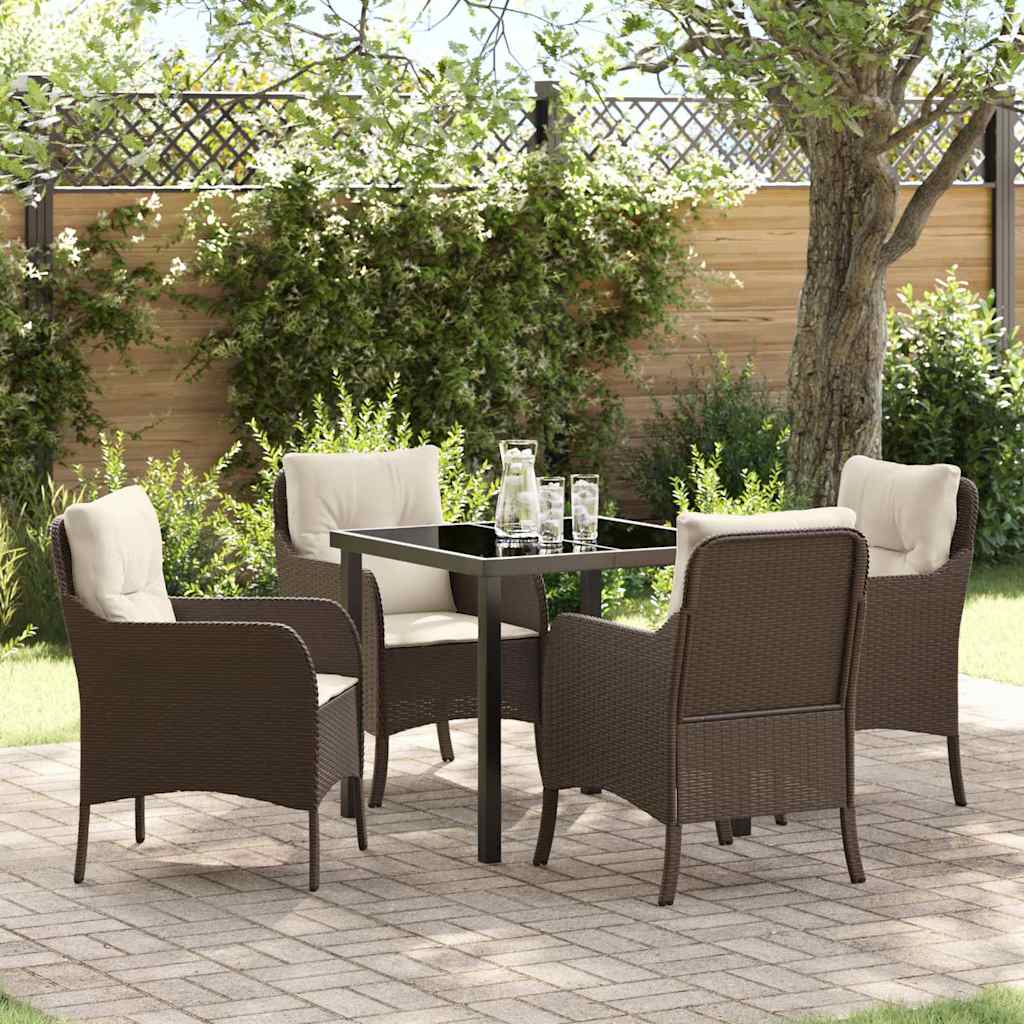 Have Spisebordssæt med pude 5 pcs Brun polyrattan