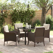 Have Spisebordssæt med pude 5 pcs Brun polyrattan