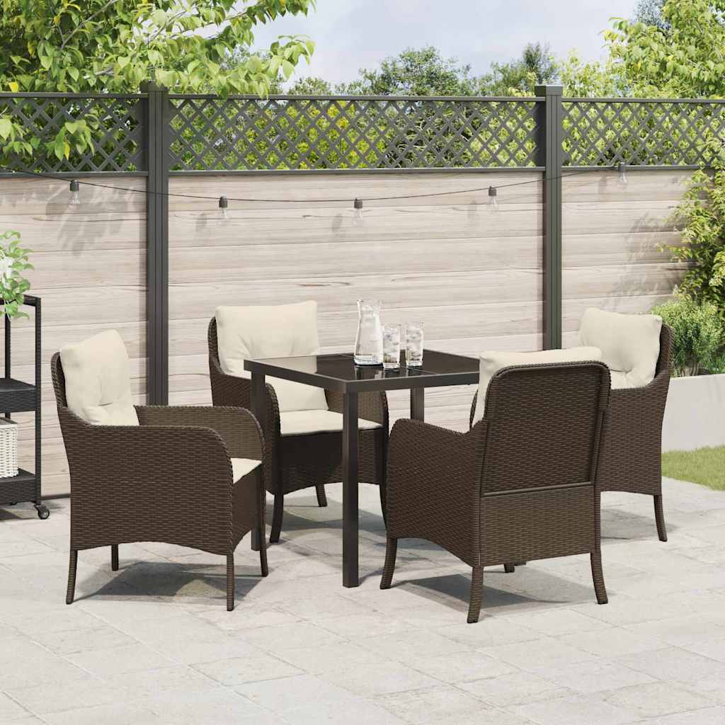 Have Spisebordssæt med pude 5 pcs Brun polyrattan