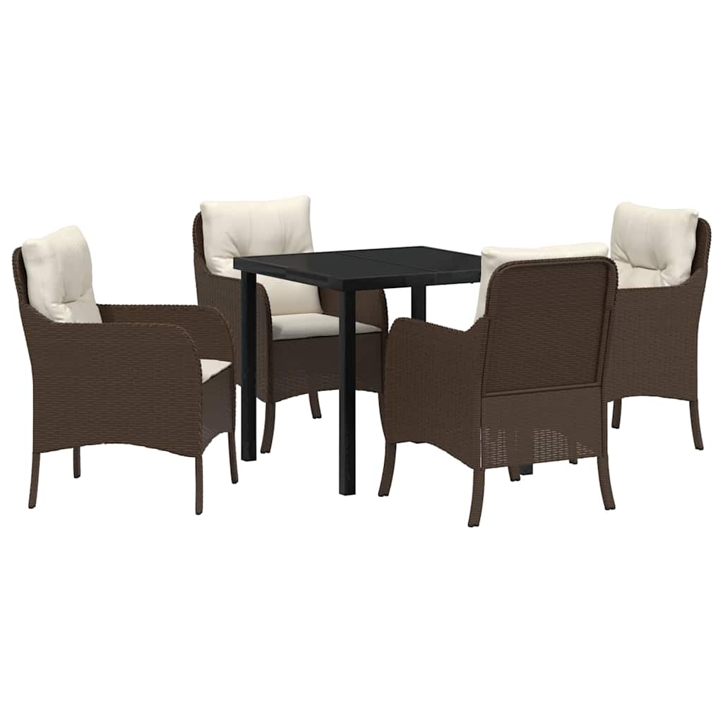 Have Spisebordssæt med pude 5 pcs Brun polyrattan