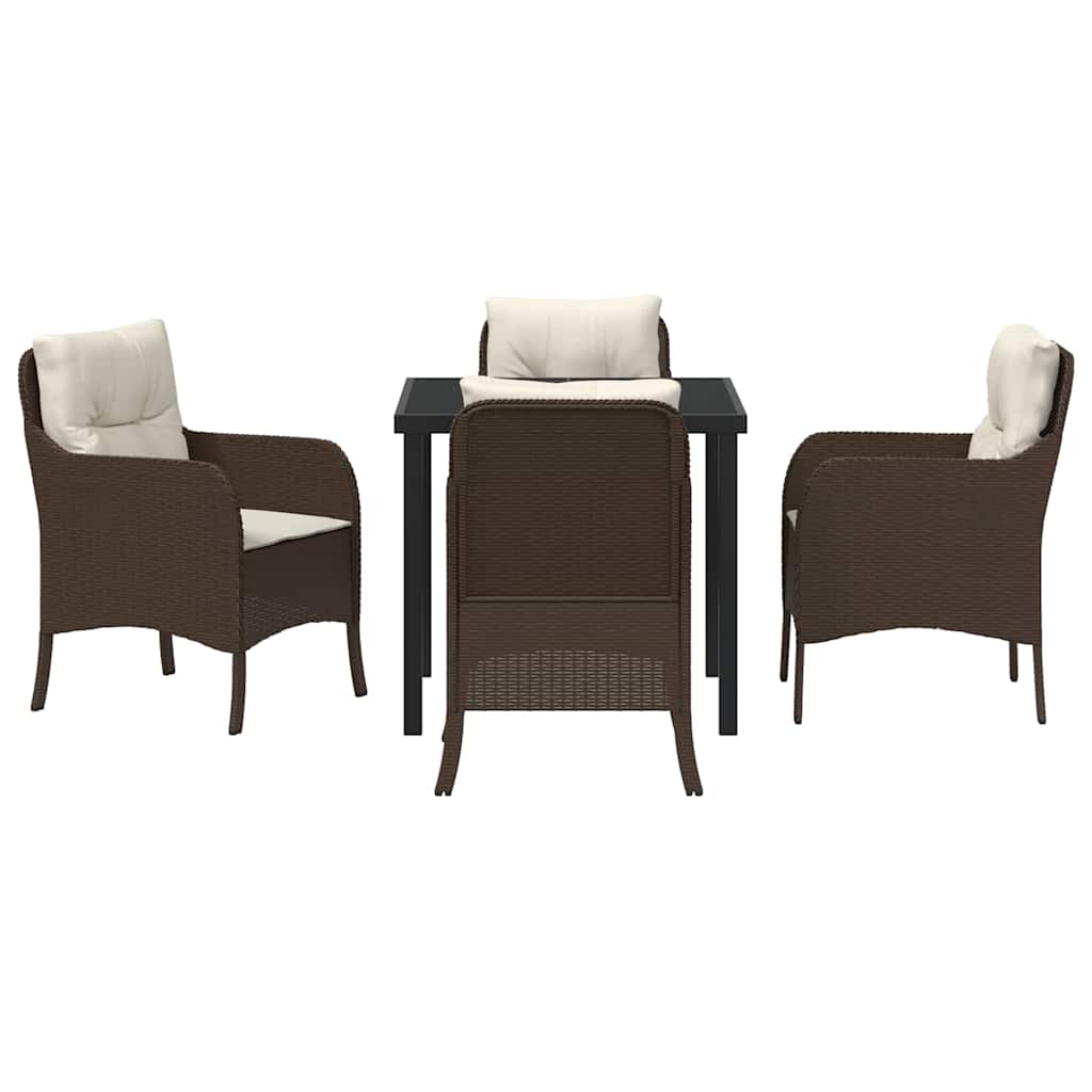 Have Spisebordssæt med pude 5 pcs Brun polyrattan