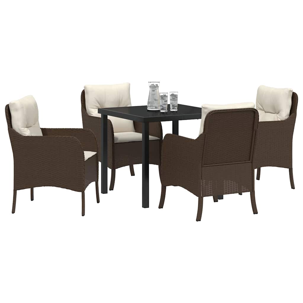 Have Spisebordssæt med pude 5 pcs Brun polyrattan