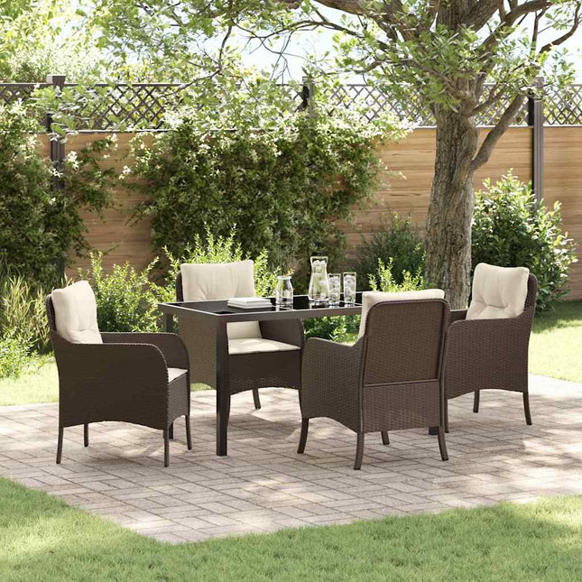 Have Spisebordssæt 5 stk. Brun polyrattan