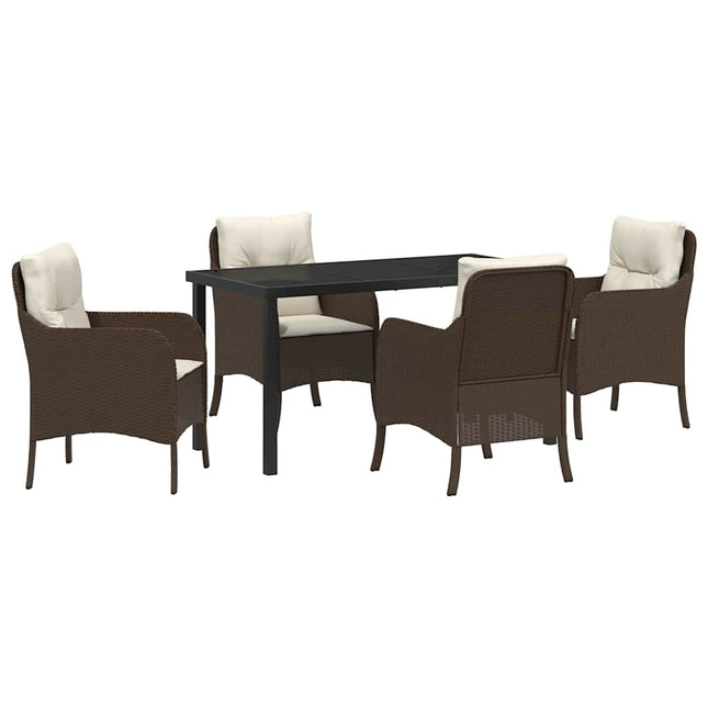 Have Spisebordssæt 5 stk. Brun polyrattan
