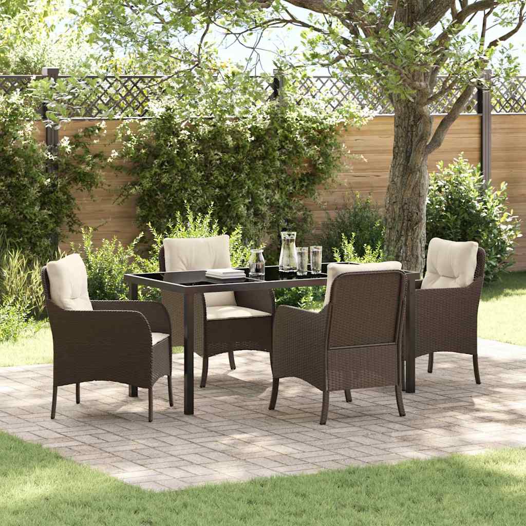 Have Spisebordssæt med pude 5 pcs Brun polyrattan