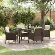 Have Spisebordssæt med pude 5 pcs Brun polyrattan