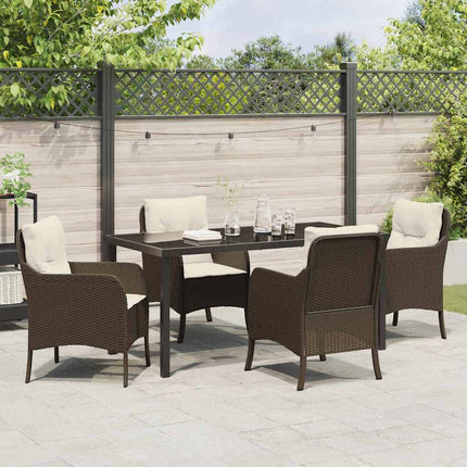 Have Spisebordssæt med pude 5 pcs Brun polyrattan