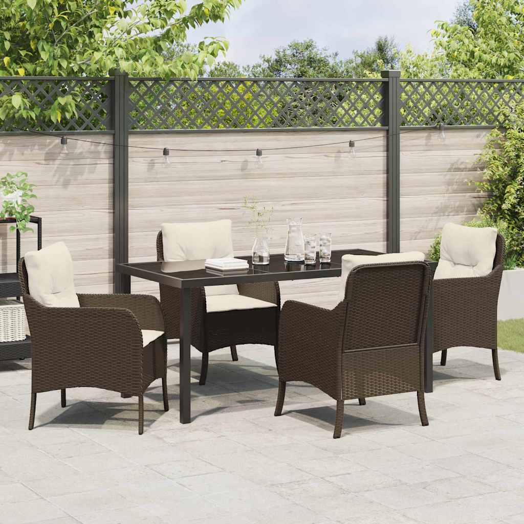 Have Spisebordssæt med pude 5 pcs Brun polyrattan