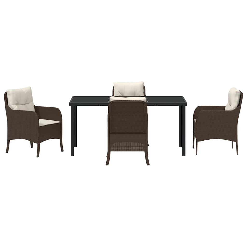 Have Spisebordssæt med pude 5 pcs Brun polyrattan