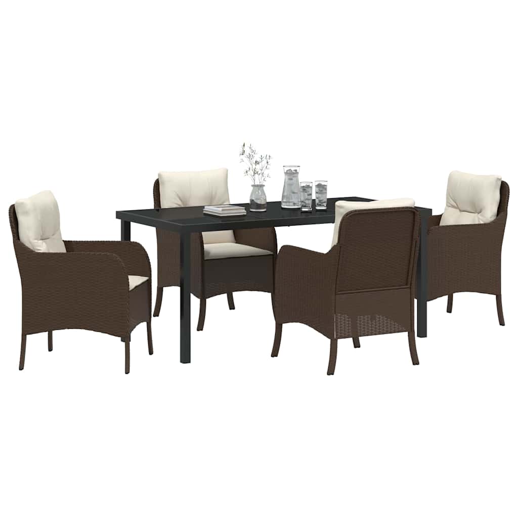 Have Spisebordssæt med pude 5 pcs Brun polyrattan