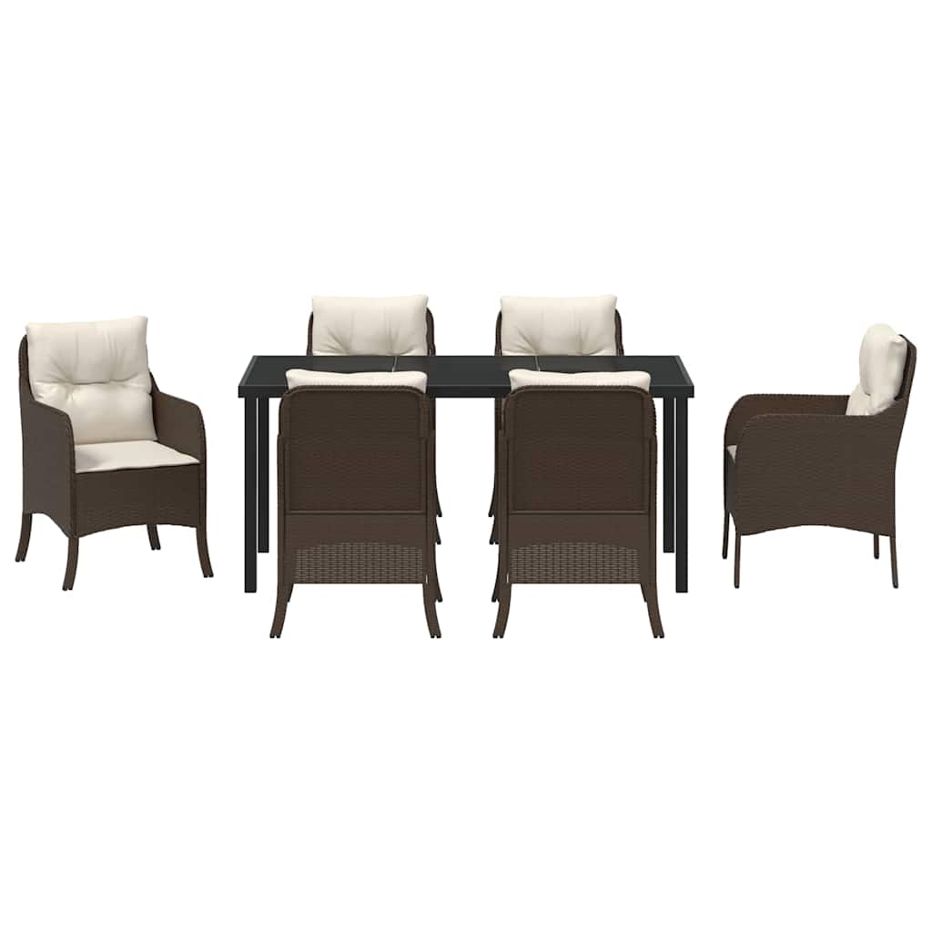 Have Spisebordssæt med pude 7 pcs Brun polyrattan