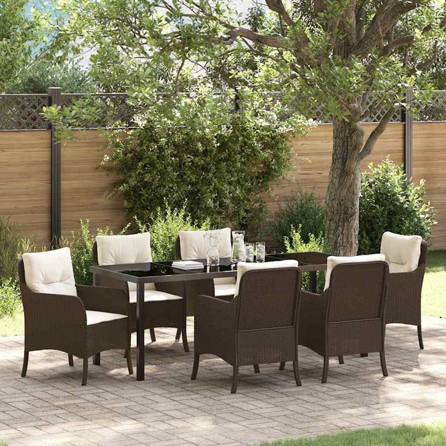 Have Spisebordssæt 7 stk. Brun polyrattan