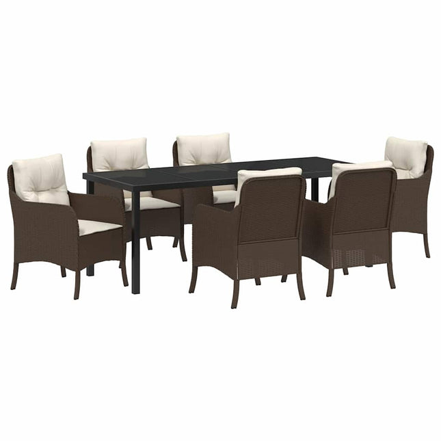 Have Spisebordssæt 7 stk. Brun polyrattan
