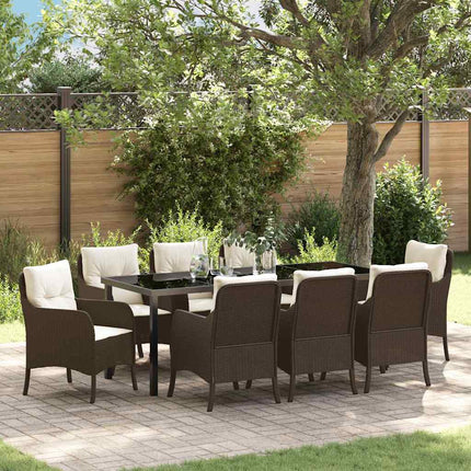 Have Spisebordssæt med pude 9 pcs Brun polyrattan