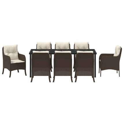 Have Spisebordssæt med pude 9 pcs Brun polyrattan