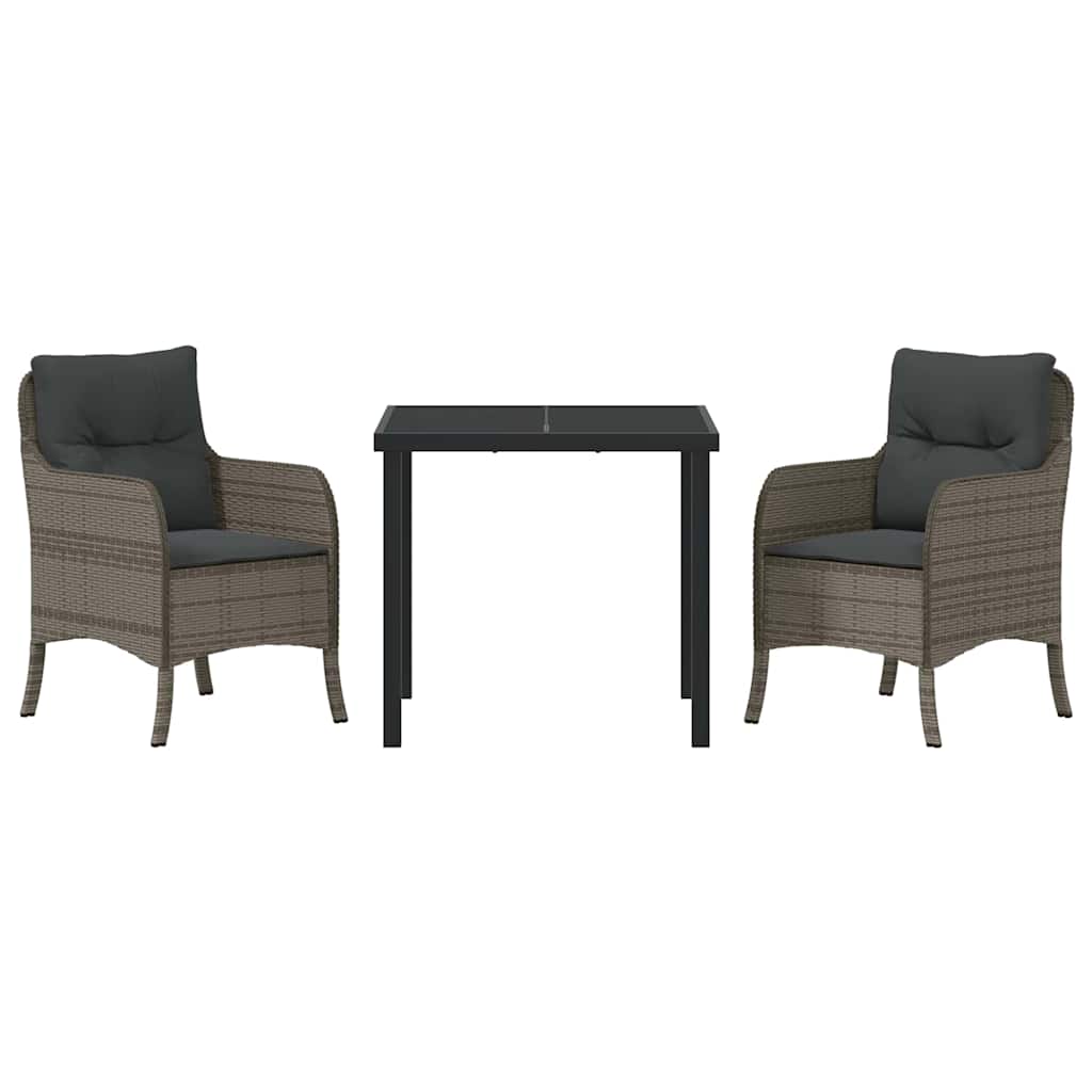 Have Spisebordssæt med pude 3 pcs Grå polyrattan