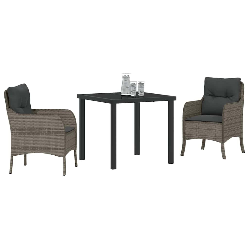 Have Spisebordssæt med pude 3 pcs Grå polyrattan