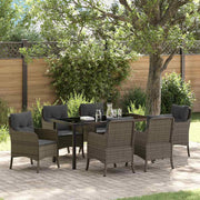Have Spisebordssæt med pude 7 pcs Grå polyrattan