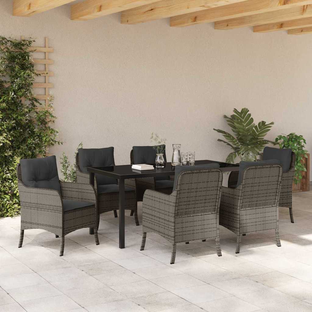 Have Spisebordssæt med pude 7 pcs Grå polyrattan