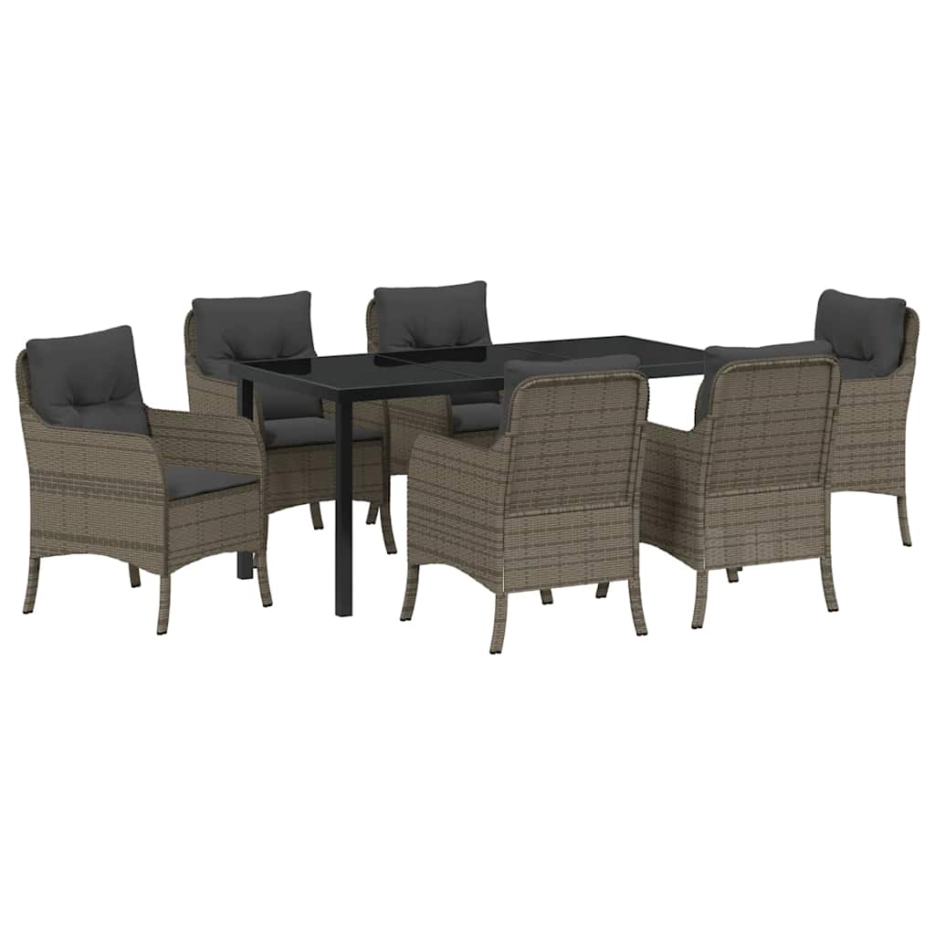 Have Spisebordssæt med pude 7 pcs Grå polyrattan