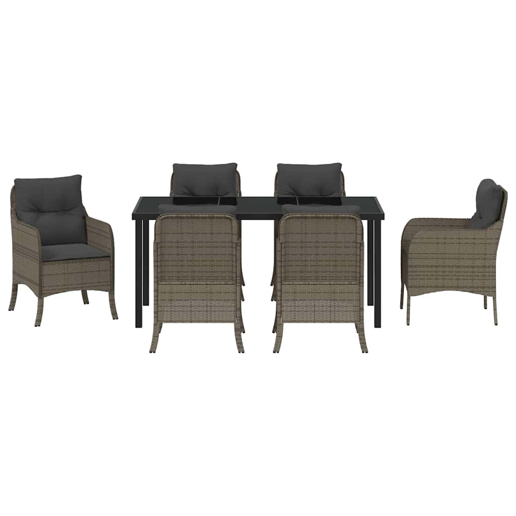 Have Spisebordssæt med pude 7 pcs Grå polyrattan