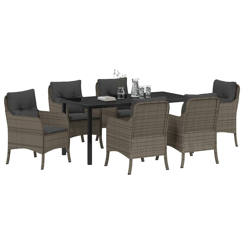 Have Spisebordssæt med pude 7 pcs Grå polyrattan