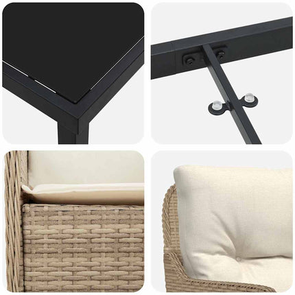 Have Spisebordssæt med pude 5 pcs Beige polyrattan