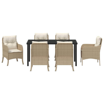 Have Spisebordssæt med pude 7 pcs Beige polyrattan