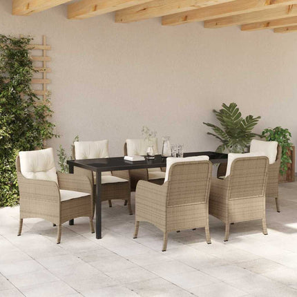 Have Spisebordssæt med pude 7 pcs Beige polyrattan