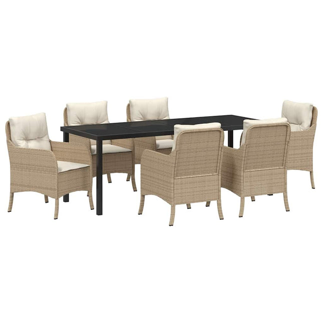 Have Spisebordssæt 7 stk. Beige polyrattan