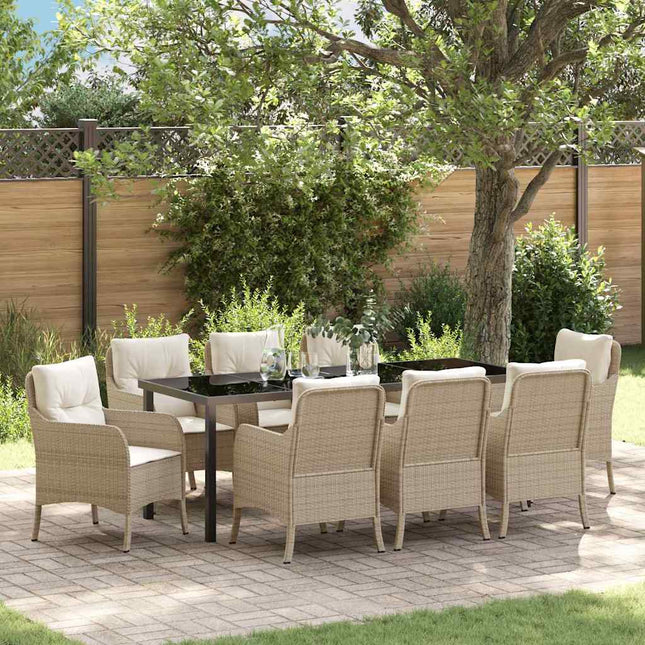 Have Spisebordssæt 9 stk. Beige polyrattan