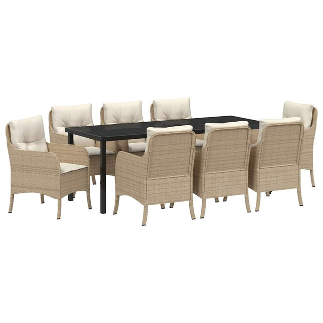 Have Spisebordssæt 9 stk. Beige polyrattan