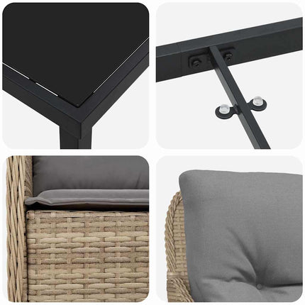 Have Spisebordssæt med pude 7 pcs Beige polyrattan