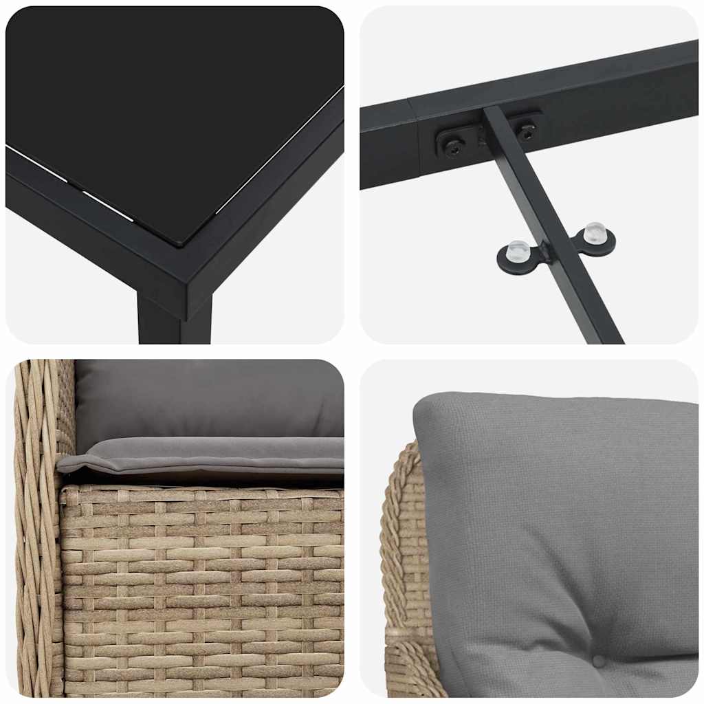 Have Spisebordssæt med pude 7 pcs Beige polyrattan