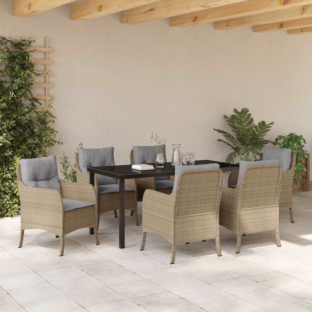 Have Spisebordssæt med pude 7 pcs Beige polyrattan