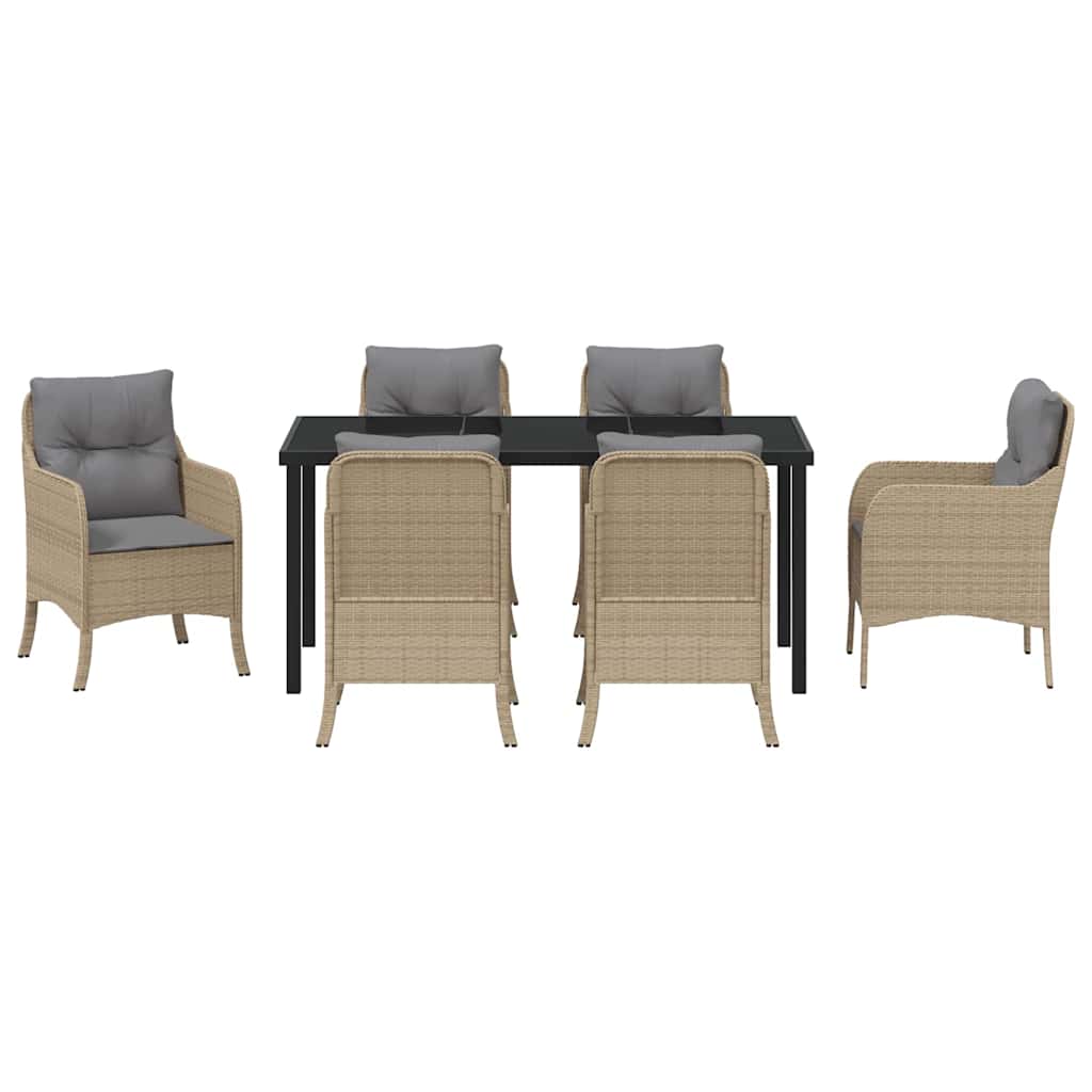Have Spisebordssæt med pude 7 pcs Beige polyrattan