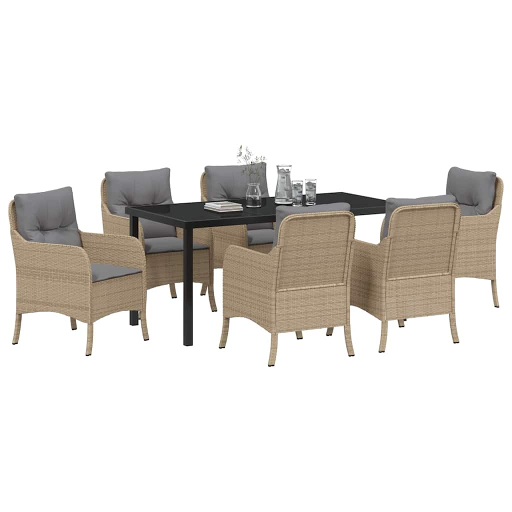 Have Spisebordssæt med pude 7 pcs Beige polyrattan