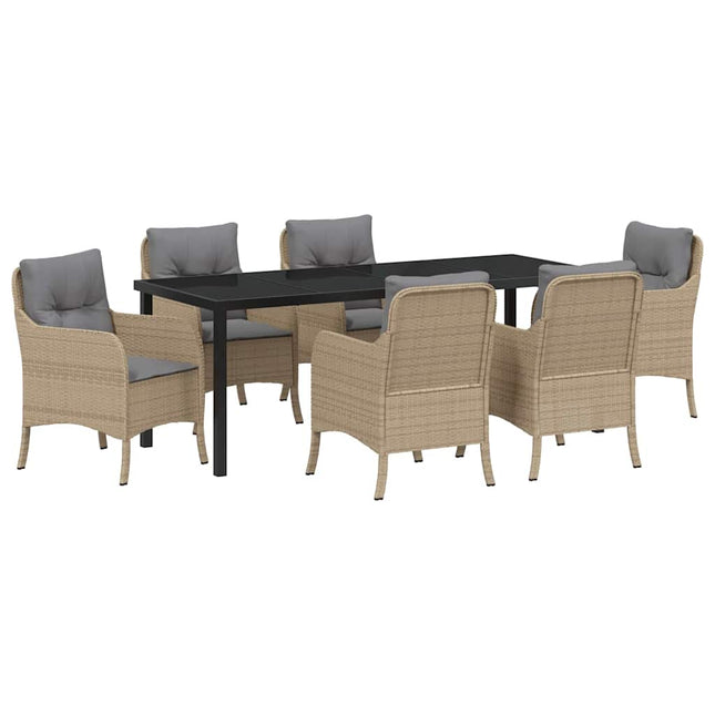 Have Spisebordssæt 7 stk. Beige polyrattan