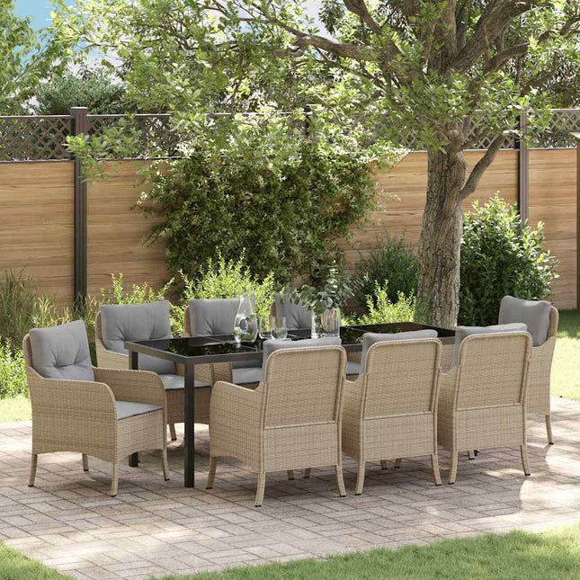 Have Spisebordssæt 9 stk. Beige polyrattan