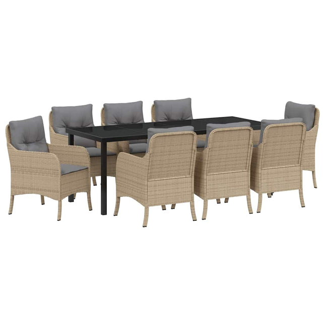 Have Spisebordssæt 9 stk. Beige polyrattan