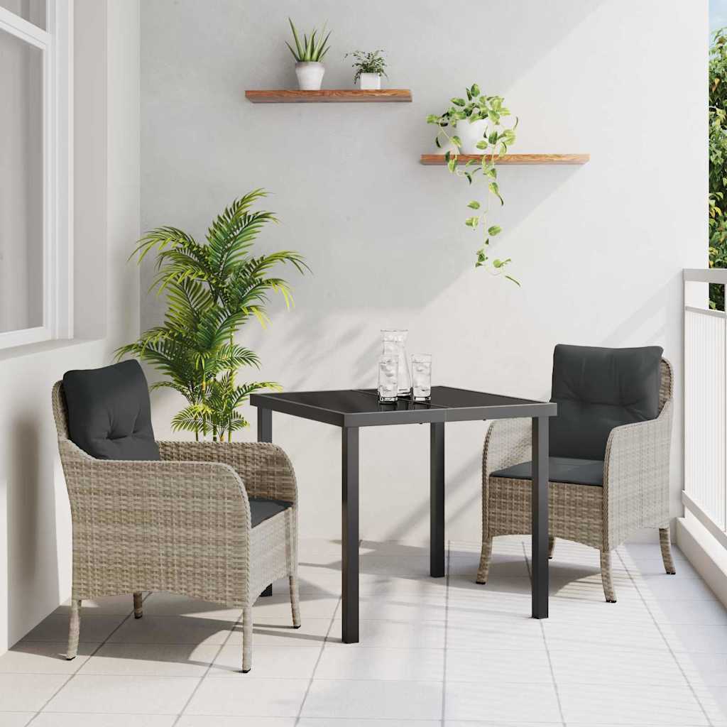 Have Spisebordssæt med pude 3 pcs Lysegrå polyrattan