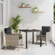 Have Spisebordssæt med pude 3 pcs Lysegrå polyrattan