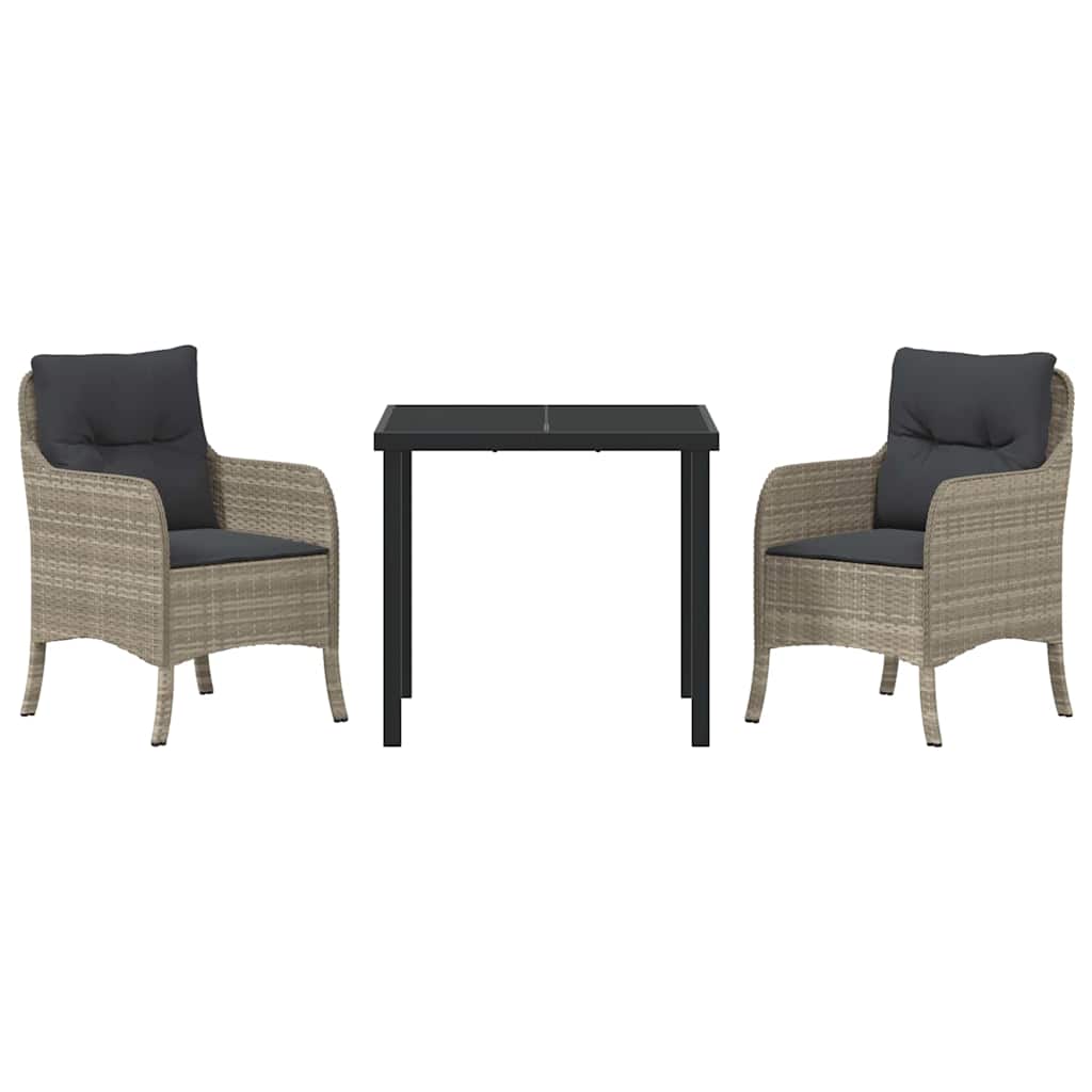 Have Spisebordssæt med pude 3 pcs Lysegrå polyrattan