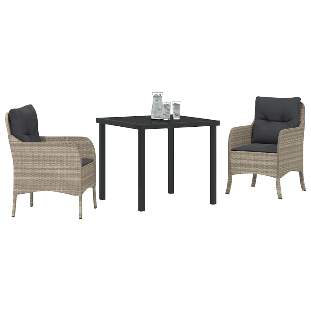 Have Spisebordssæt med pude 3 pcs Lysegrå polyrattan