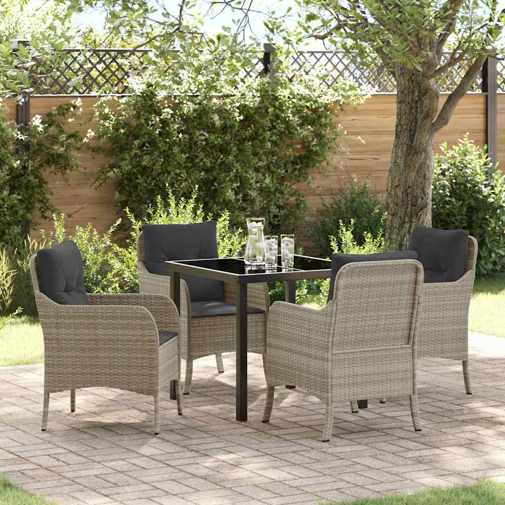 Have Spisebordssæt med pude 5 pcs Lysegrå polyrattan