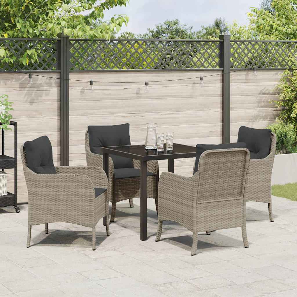 Have Spisebordssæt med pude 5 pcs Lysegrå polyrattan