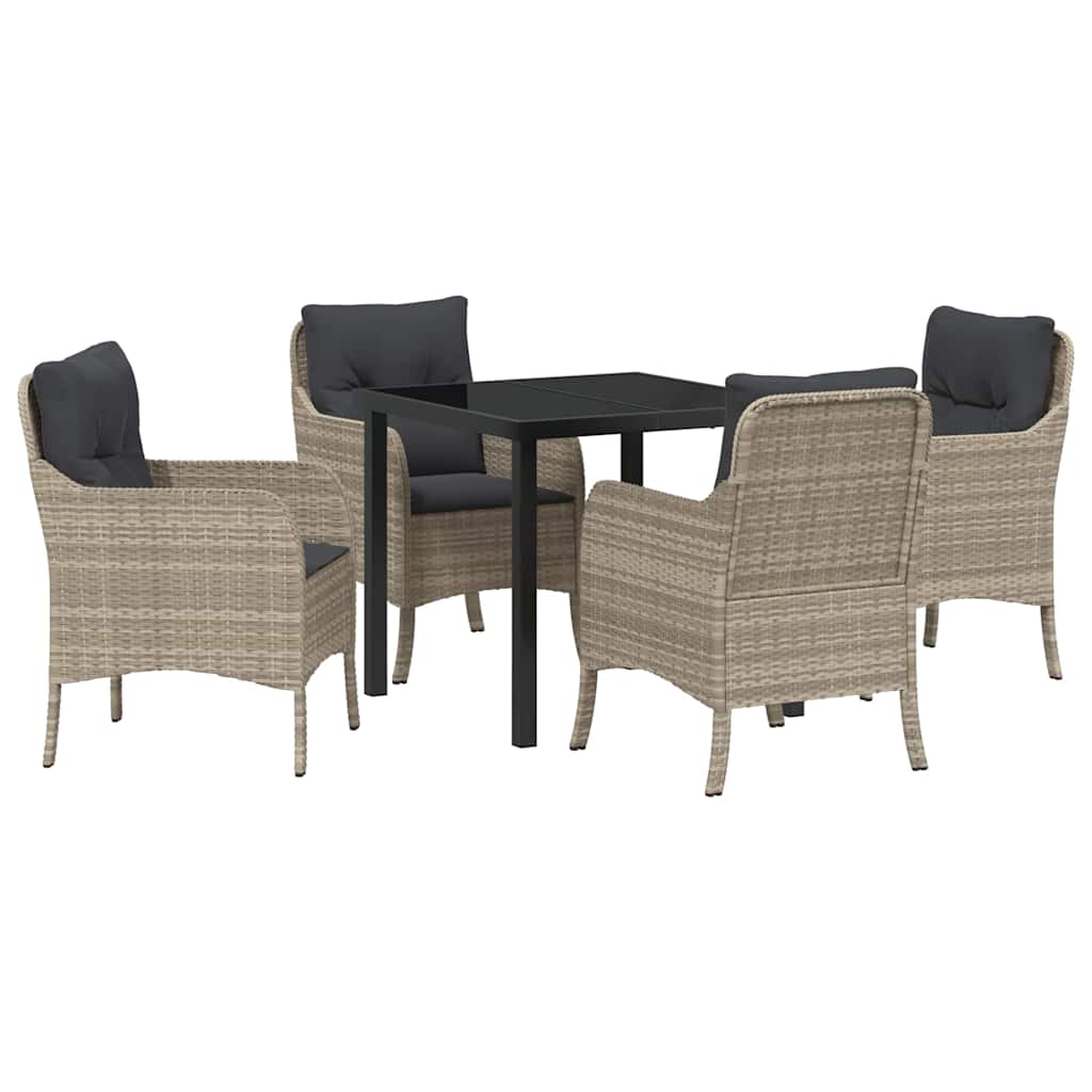 Have Spisebordssæt med pude 5 pcs Lysegrå polyrattan