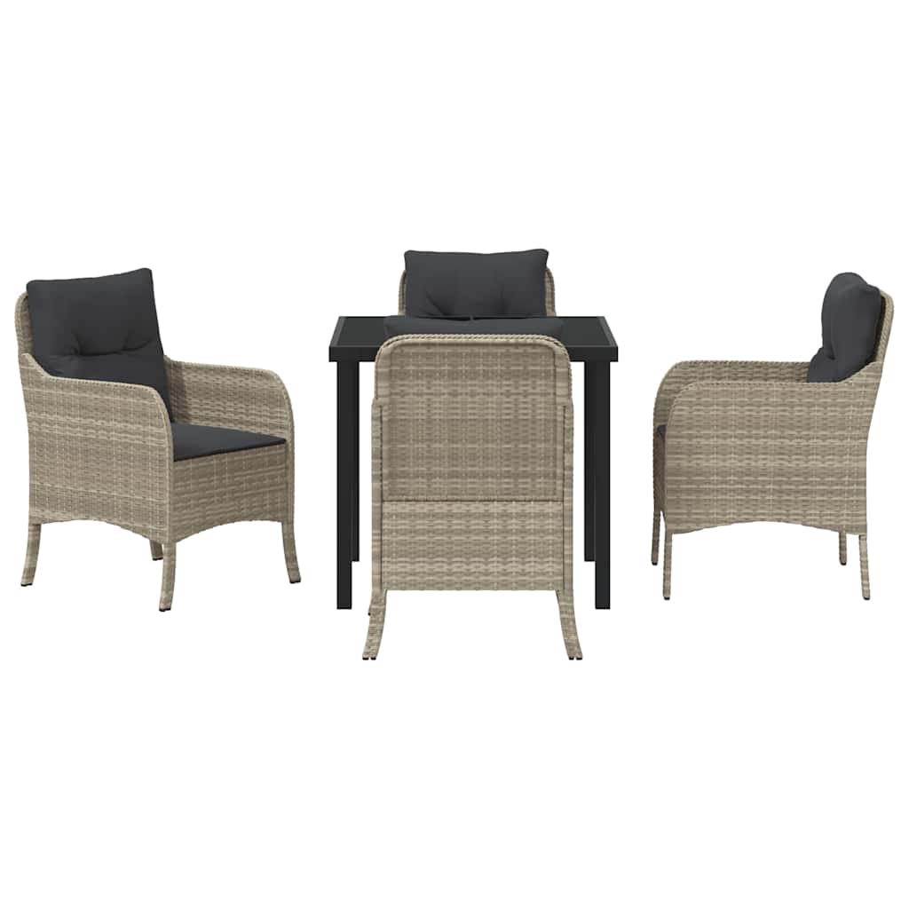 Have Spisebordssæt med pude 5 pcs Lysegrå polyrattan