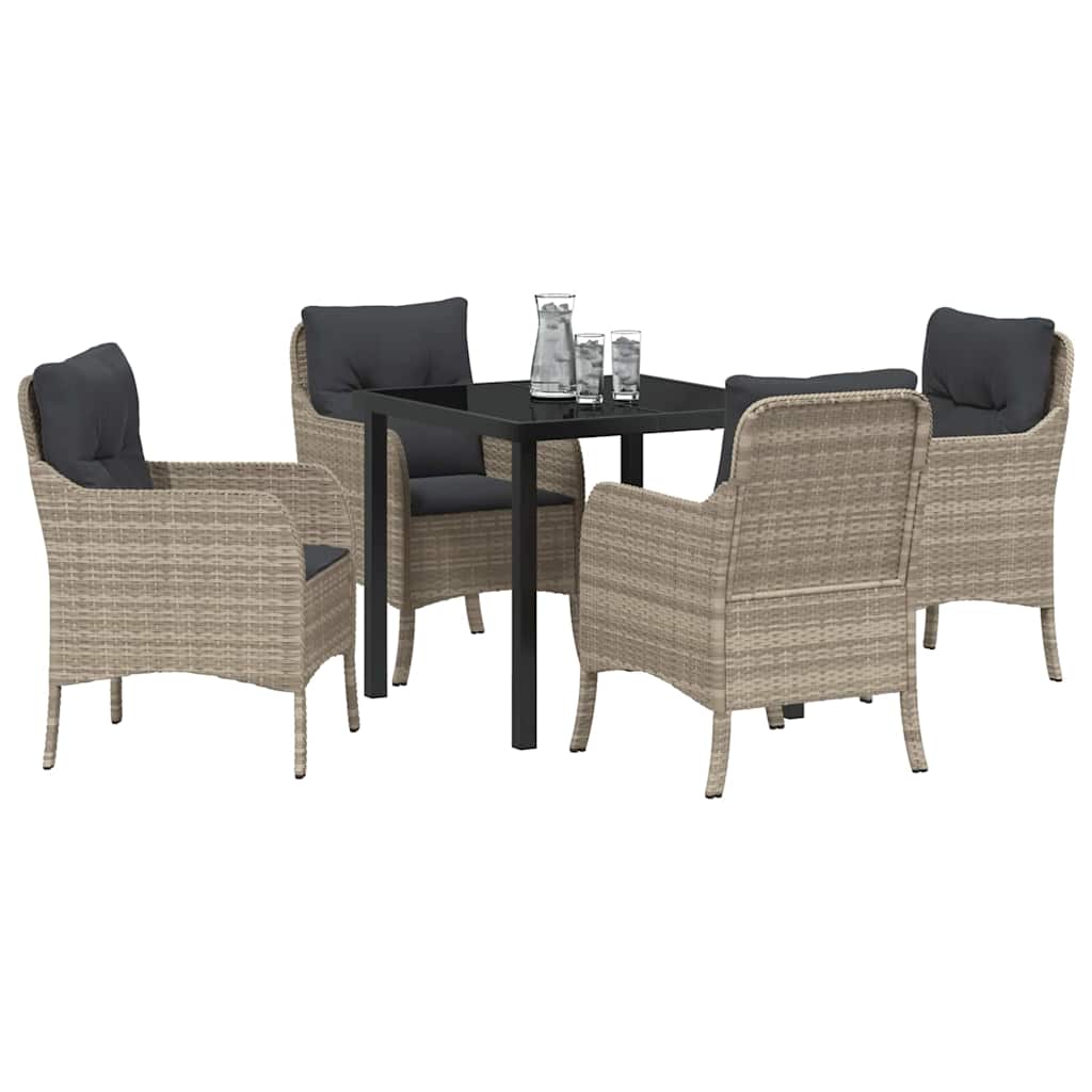 Have Spisebordssæt med pude 5 pcs Lysegrå polyrattan